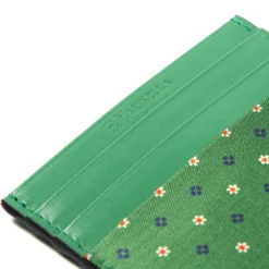 PORTACARTE DI CREDITO SETA E PELLE VERDE CHIARO 5 scomparti
