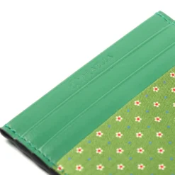 PORTACARTE DI CREDITO SETA E PELLE VERDE CHIARO 5 scomparti