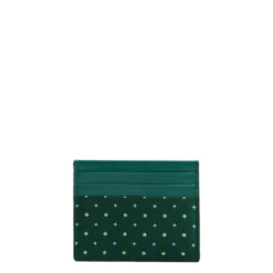 PORTACARTE DI CREDITO SETA E PELLE VERDE SCURO 5 scomparti