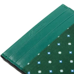 PORTACARTE DI CREDITO SETA E PELLE VERDE SCURO 5 scomparti