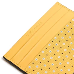 PORTACARTE DI CREDITO SETA E PELLE GIALLO 5 scomparti
