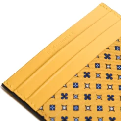 PORTACARTE DI CREDITO SETA E PELLE GIALLO 5 scomparti