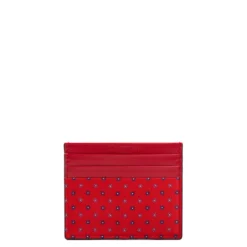 PORTACARTE DI CREDITO SETA E PELLE ROSSO 5 scomparti