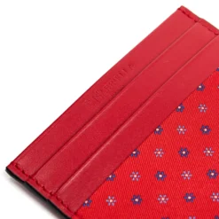 PORTACARTE DI CREDITO SETA E PELLE ROSSO 5 scomparti