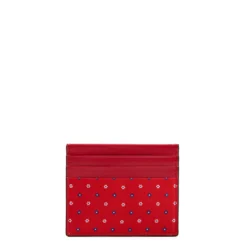 PORTACARTE DI CREDITO SETA E PELLE ROSSO 5 scomparti