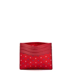 PORTACARTE DI CREDITO SETA E PELLE ROSSO 5 scomparti