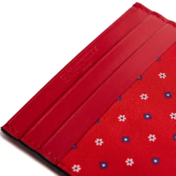 PORTACARTE DI CREDITO SETA E PELLE ROSSO 5 scomparti