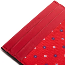 PORTACARTE DI CREDITO SETA E PELLE ROSSO 5 scomparti