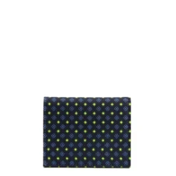 PORTACARTE PIEGHEVOLE IN SETA PELLE BLU SCURO 10 scomparti