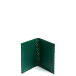 PORTACARTE PIEGHEVOLE IN SETA PELLE VERDE SCURO 10 scomparti