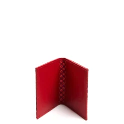 PORTACARTE PIEGHEVOLE IN SETA PELLE ROSSO 10 scomparti