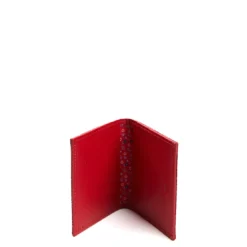 PORTACARTE PIEGHEVOLE IN SETA PELLE ROSSO 10 scomparti