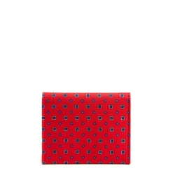 PORTACARTE PIEGHEVOLE IN SETA PELLE ROSSO 10 scomparti