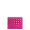 PORTACARTE PIEGHEVOLE IN SETA PELLE FUCSIA 10 scomparti