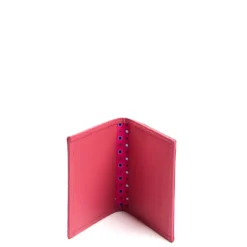 PORTACARTE PIEGHEVOLE IN SETA PELLE FUCSIA 10 scomparti