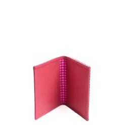 PORTACARTE PIEGHEVOLE IN SETA PELLE FUCSIA 10 scomparti