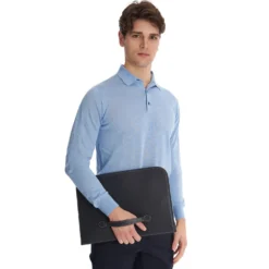 PORTADOCUMENTI BLU In pelle con cinturino