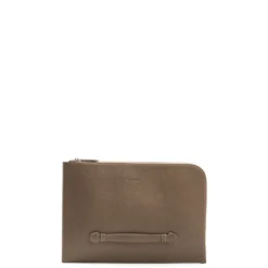 PORTADOCUMENTI TAUPE In pelle con cinturino
