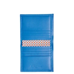 PORTAFOGLIO PICCOLO AZZURRO In seta e pelle