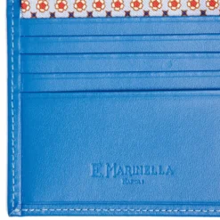 PORTAFOGLIO PICCOLO AZZURRO In seta e pelle
