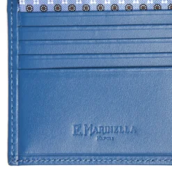 PORTAFOGLIO PICCOLO AZZURRO POLVERE In seta e pelle