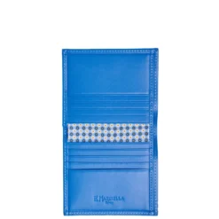 PORTAFOGLIO PICCOLO AZZURRO In seta e pelle