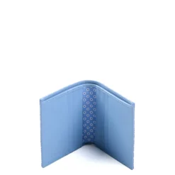 PORTAFOGLIO PICCOLO AZZURRO In seta e pelle