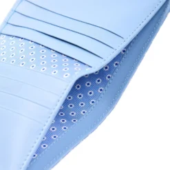 PORTAFOGLIO PICCOLO AZZURRO In seta e pelle