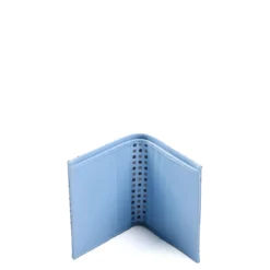 PORTAFOGLIO PICCOLO AZZURRO In seta e pelle