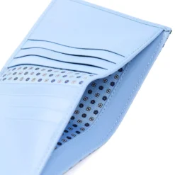 PORTAFOGLIO PICCOLO AZZURRO In seta e pelle