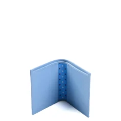 PORTAFOGLIO PICCOLO AZZURRO In seta e pelle