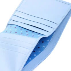 PORTAFOGLIO PICCOLO AZZURRO In seta e pelle