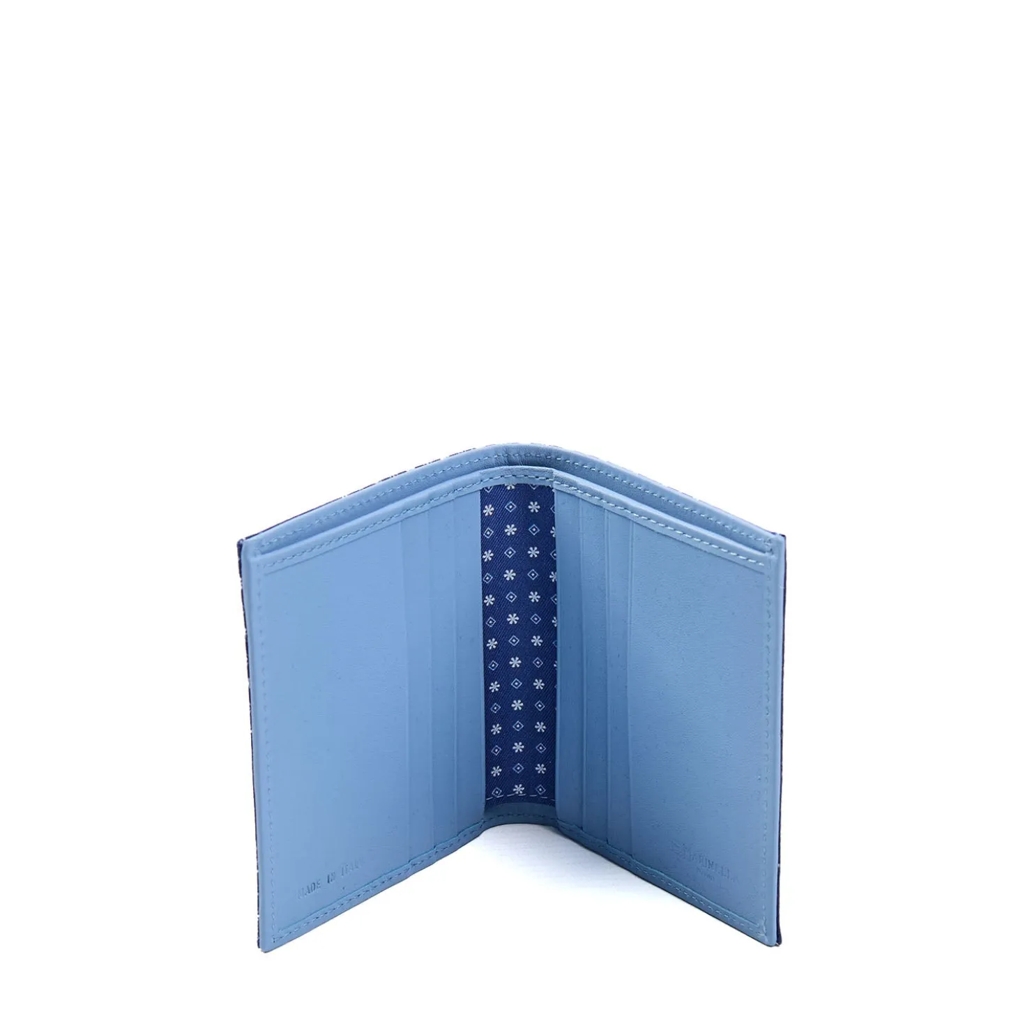 PORTAFOGLIO PICCOLO BLU In seta e pelle