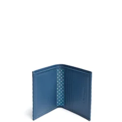PORTAFOGLIO PICCOLO BLU MEDIO In seta e pelle