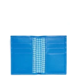 PORTAFOGLIO VERTICALE BLU MEDIO In seta e pelle