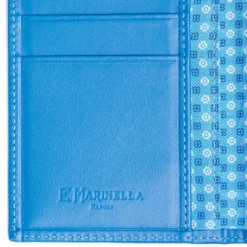 PORTAFOGLIO VERTICALE BLU MEDIO In seta e pelle