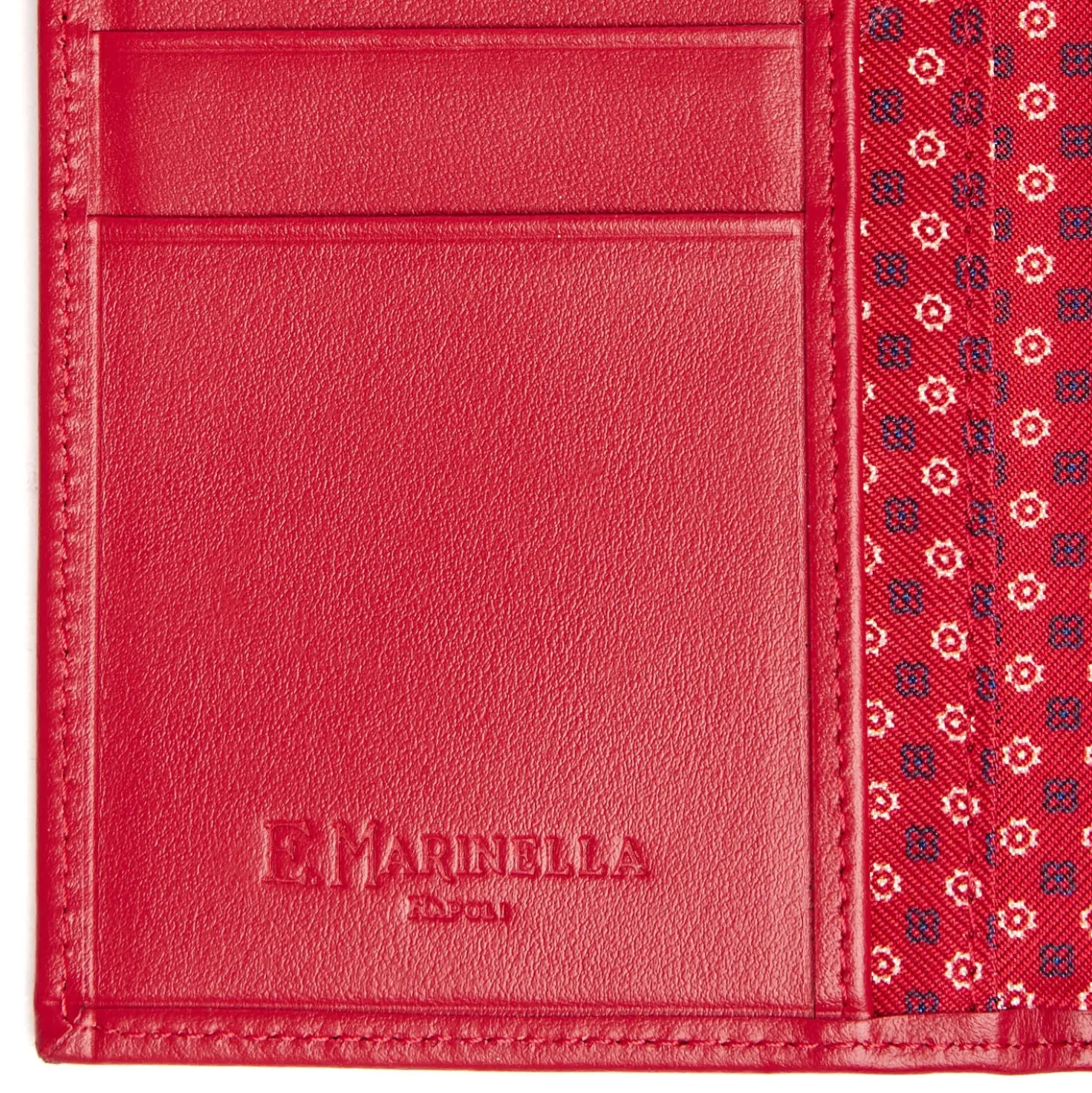PORTAFOGLIO VERTICALE ROSSO In seta e pelle
