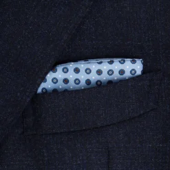 PORTAOCCHIALI AZZURRO In seta stampata a mano