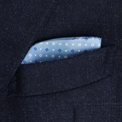 PORTAOCCHIALI AZZURRO In seta stampata a mano