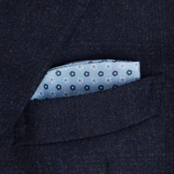PORTAOCCHIALI AZZURRO In seta stampata a mano