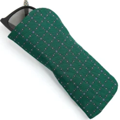PORTAOCCHIALI VERDE SCURO In seta stampata a mano