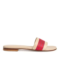 SANDALO FLAT ICONOGRAPHIC SIGNATURE Con fascia in seta rossa