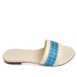 SANDALO FLAT ICONOGRAPHIC SIGNATURE Con fascia in seta azzurra