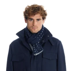 SCALDACOLLO BLU SCURO MICROFANTASIA In cashmere