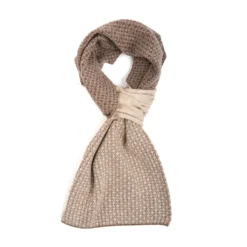 SCALDACOLLO MARRONE SCURO E BEIGE MICROFANTASIA In cashmere