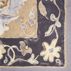 SCIALLE 135 GRIGIO IN LANA E SETA Con disegno di fiori a pastello