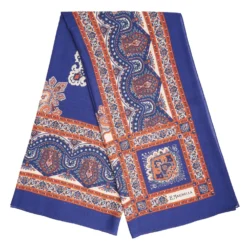 SCIALLE 140 MARRONE E BLUETTE IN LANA Fantasia floreale