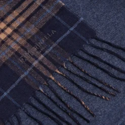 SCIARPA BICOLOR BLU IN SETA E CASHMERE Check