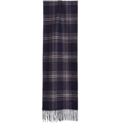 SCIARPA BICOLOR BLU SCURO IN SETA E CASHMERE Check
