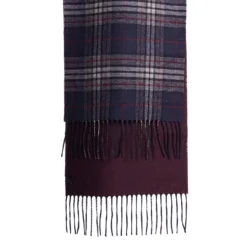 SCIARPA BICOLOR BLU SCURO IN SETA E CASHMERE Check